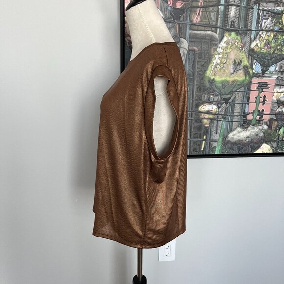 NWT Porridge by Anthropologie Bronze Shine Muscle Tee XL - Picture 2 of 5